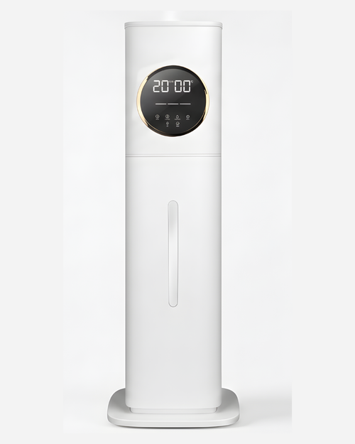 Humidificateur d'air sur pied Zyra AeroMist blanc avec écran tactile rond