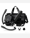 Kit de plongée Zyra AquaBreath Pro : masque intégral noir, bouteille d'air, tubas et sac filet